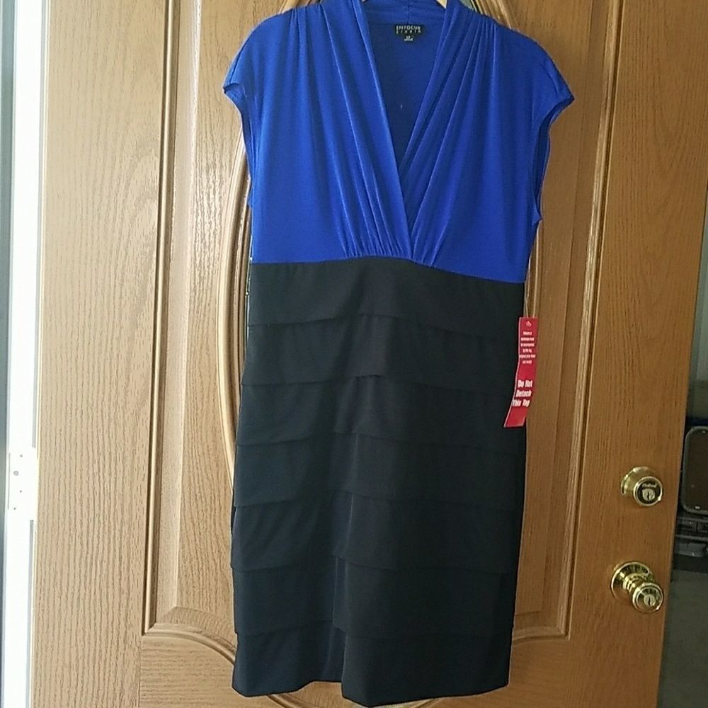Enfocus Studio royal and black dress Sz 12 NWT
